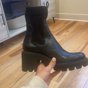 ZARA sock detail heeled Chelsea boots